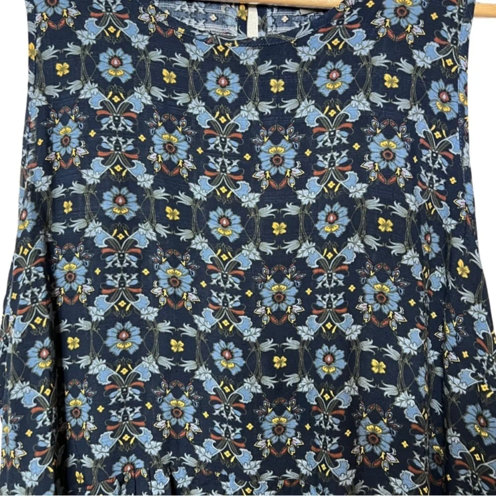 NWT Falls Creek Womens Sleeveless Floral Print Tiered Tank‎ Top Blue Yellow - Picture 11 of 16